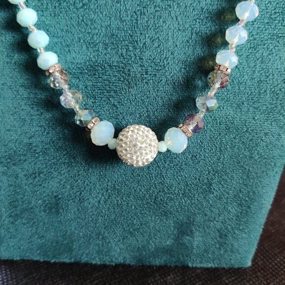 Rush by Denis & Charles BLUE Glass Faceted Beads/Crystal Long Necklace - Picture 6 of 9